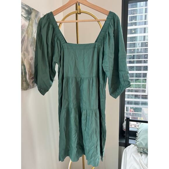 Beyond Words | Square Neck Puff Sleeve Tiered Mini Dress | Size Small - Picture 6 of 8